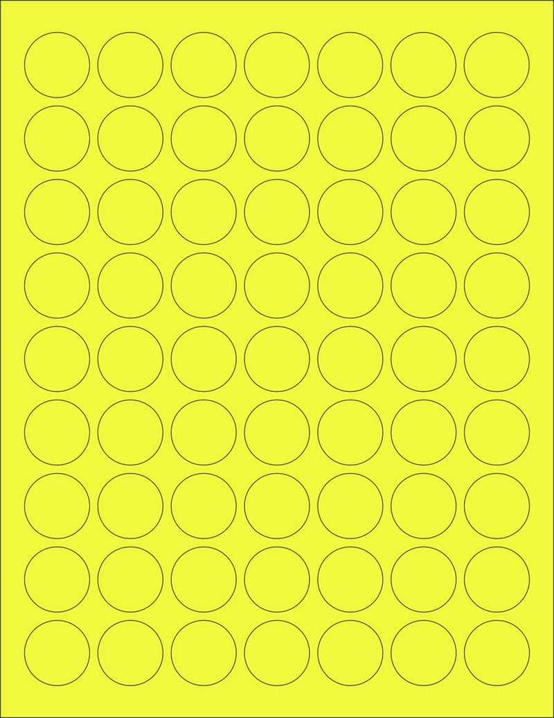 NextDayLabels - 8-1/2 x 11 Neon Color High Light Fluorescent Labels for Laser & Inkjet Printer (Yellow Fluorescent, 1" Round - 63 per Page - 1575 Labels)